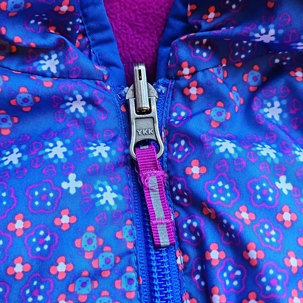 Columbia Reversible Blue And PINK Floral Puffer Fleece Jacket XL (18/20)
